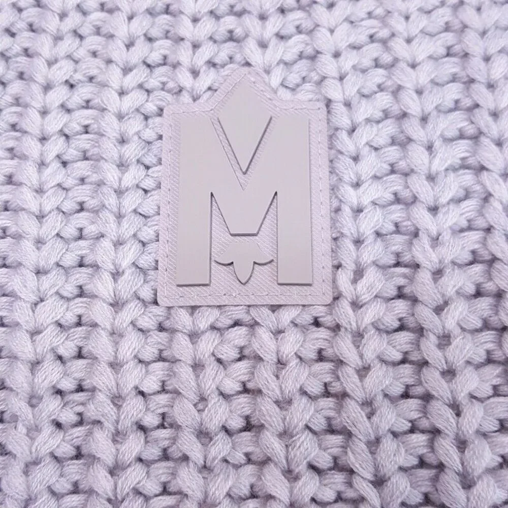 MACKAGE Scarf Gray Rectangle Knit Logo Merino Wool NELL Cozy Soft 90X12 $175